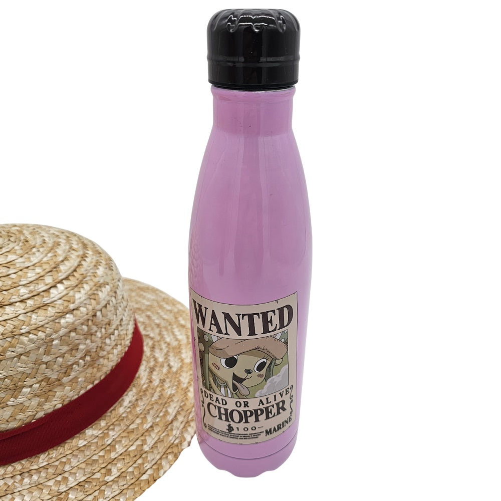 One Piece - Bouteille d'eau en métal "Wanted Chopper" 540ml - flash vidéo