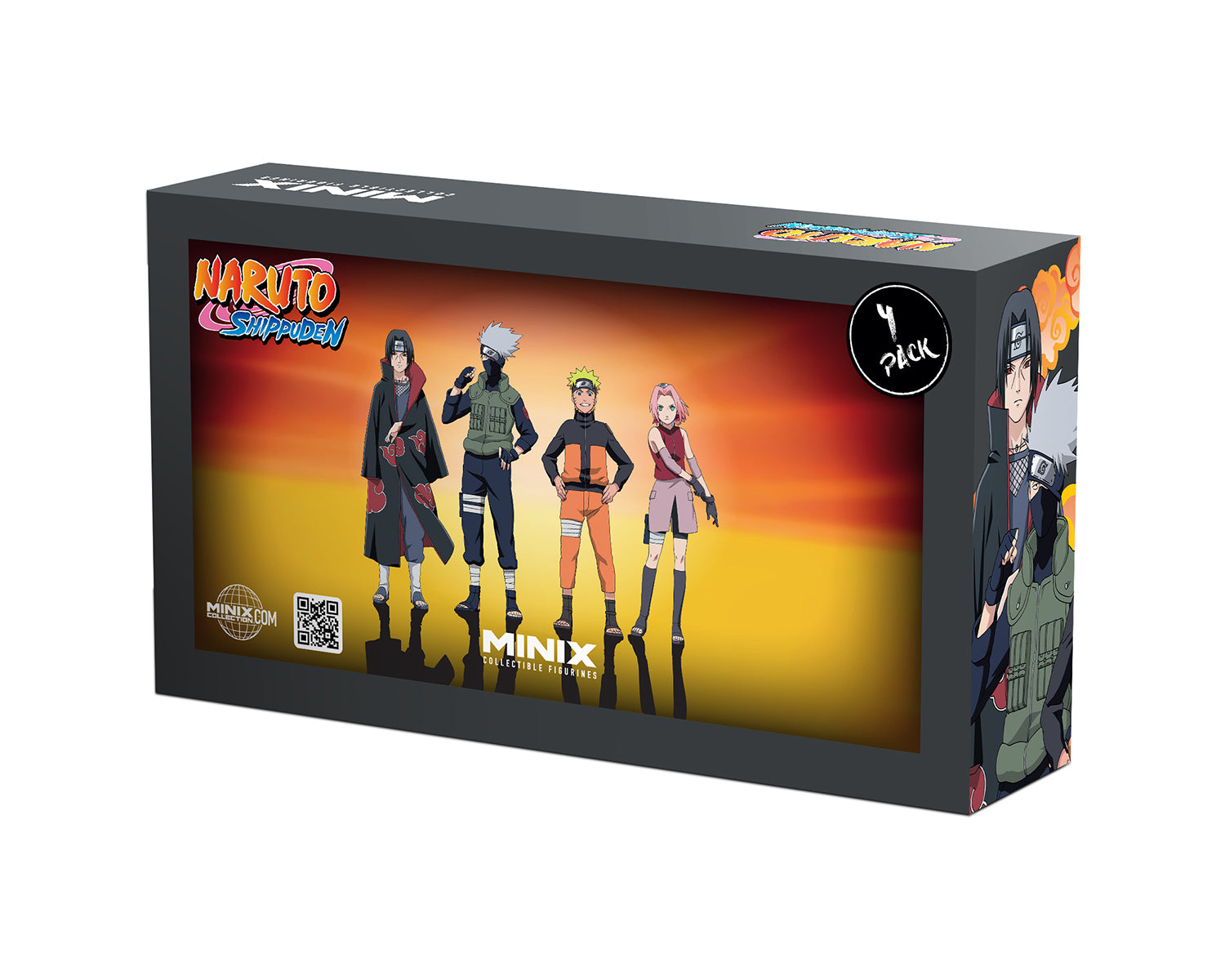 Minix -Animé -Naruto Shippuden -Pack de 4 Naruto Shippuden (Naruto, Kakashi, Itachi, Sakura) -Figurine -7 cm