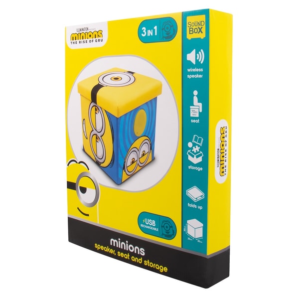 Minions - Sound Box avec enceinte audio, siège et boîte de rangement - flash vidéo
