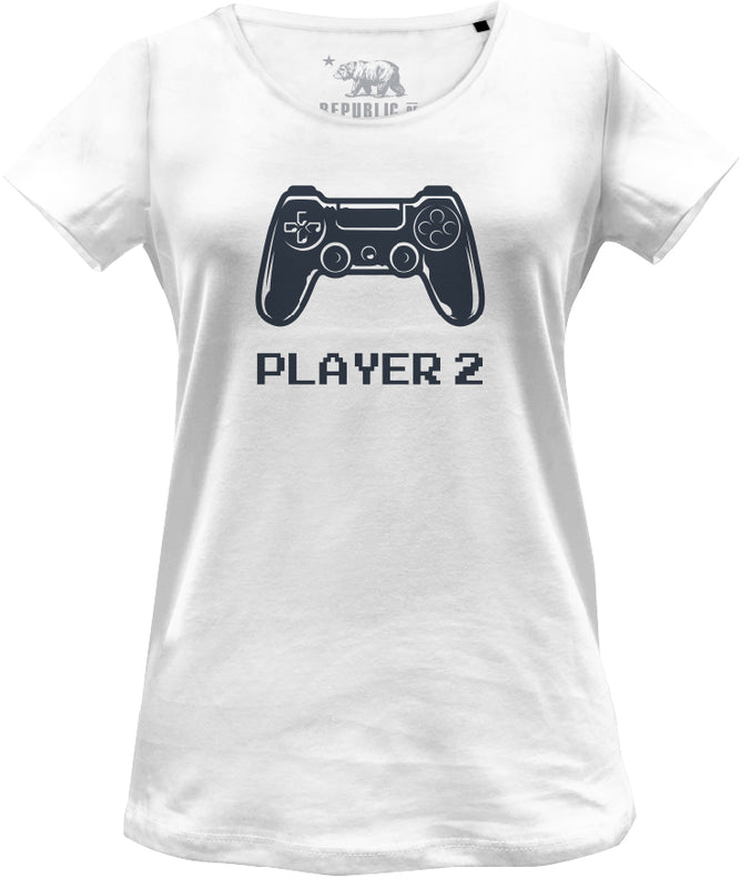 Gaming - T-Shirt Femme Blanc Joueur 2 - L