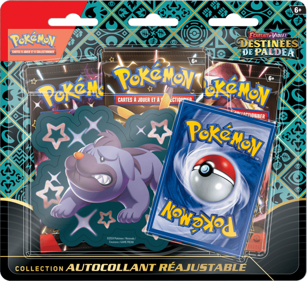 Pokémon JCC - Écarlate et Violet - Collection autocollant réajustable Destinées de Paldea (Pâtachiot, Grondogue ou Toutombe - 1x blister aléatoire) - flash vidéo
