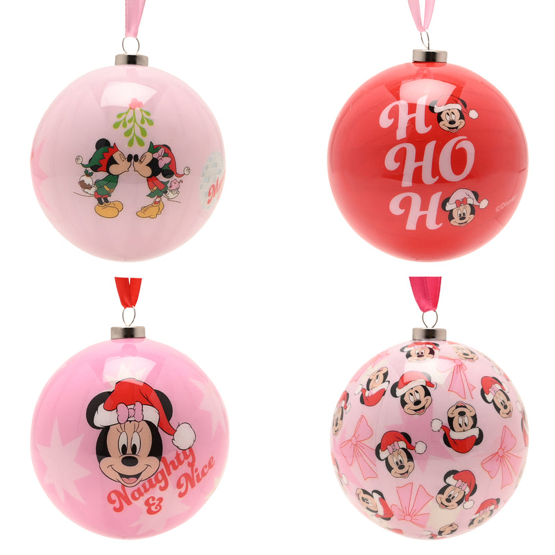 Disney - Lot de 4 Boules de Noël - Mickey et Minnie