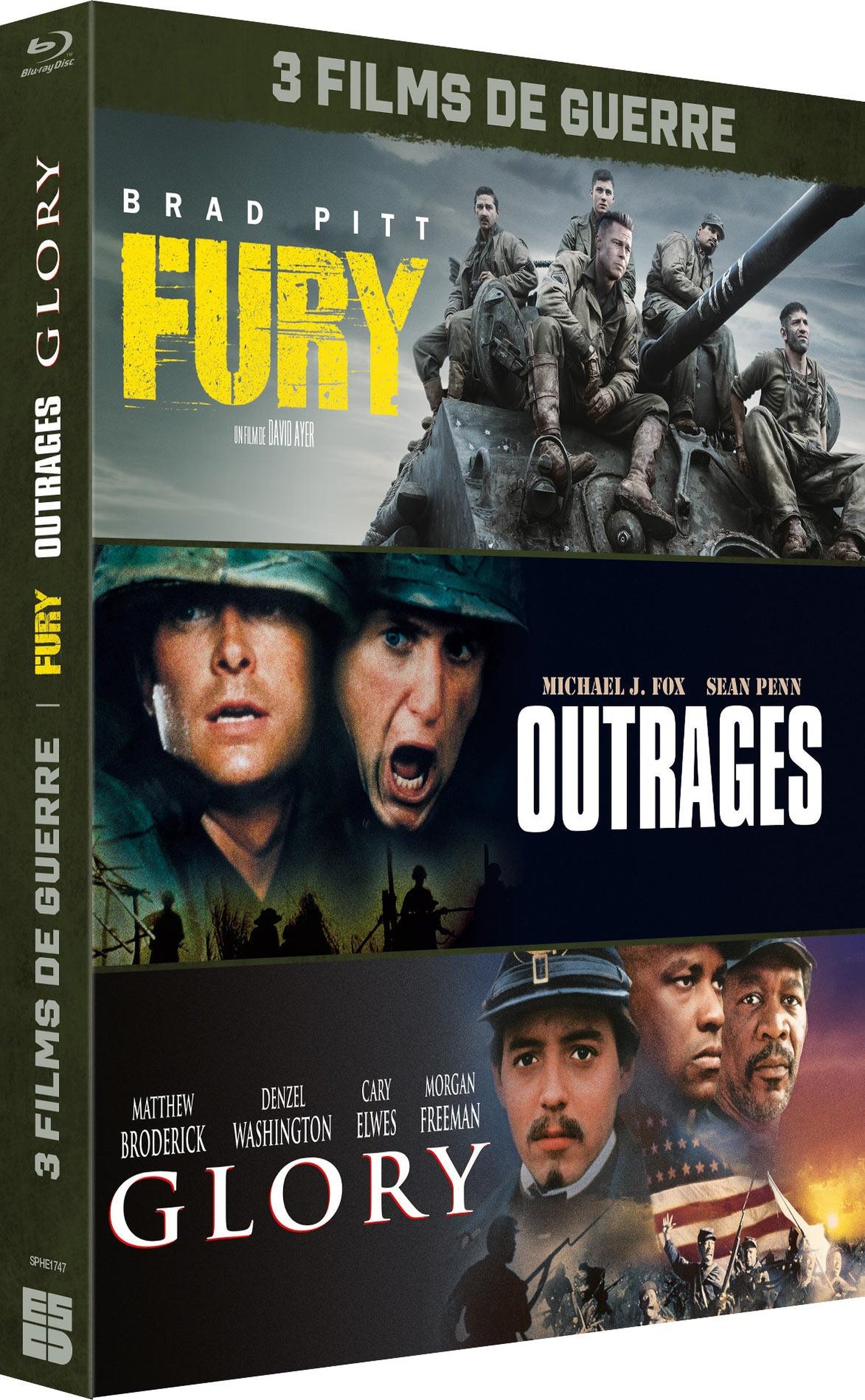 Les Grandes Guerres au cinéma - 3 films : Outrages + Glory + Fury [Blu-ray]