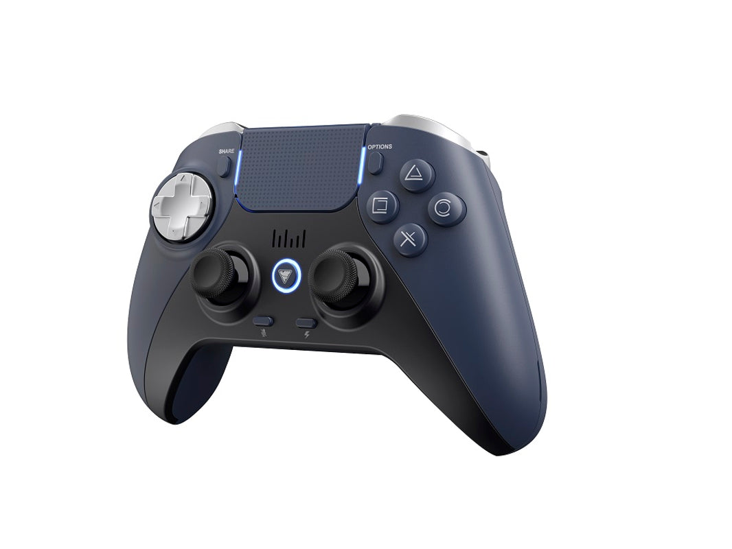 DragonShock - Manette sans fil Bluetooth TITAN Bleu nuit avec prise audio pour PS5, PS4, PC et Mobile