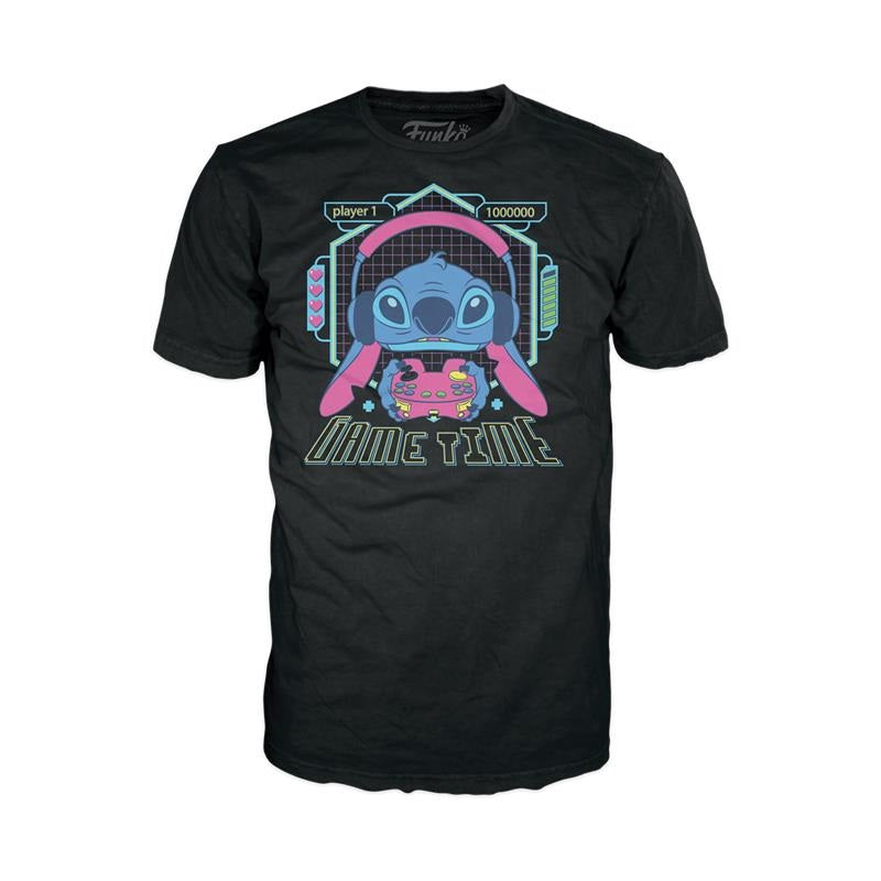 Funko Pop! & Tee: Lilo & Stitch - Gamer Stitch with Frog - M