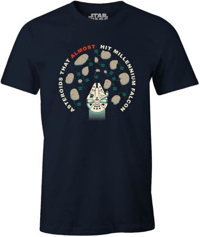 Star Wars  - T-shirt Bleu Marine Hommes - Asteroids that almost hit millenium falcon - L
