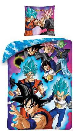 Dragon Ball Super - Parure de lit en microfibre Son Goku vs Goku Rosé (140x200cm + 63x63cm) - flash vidéo