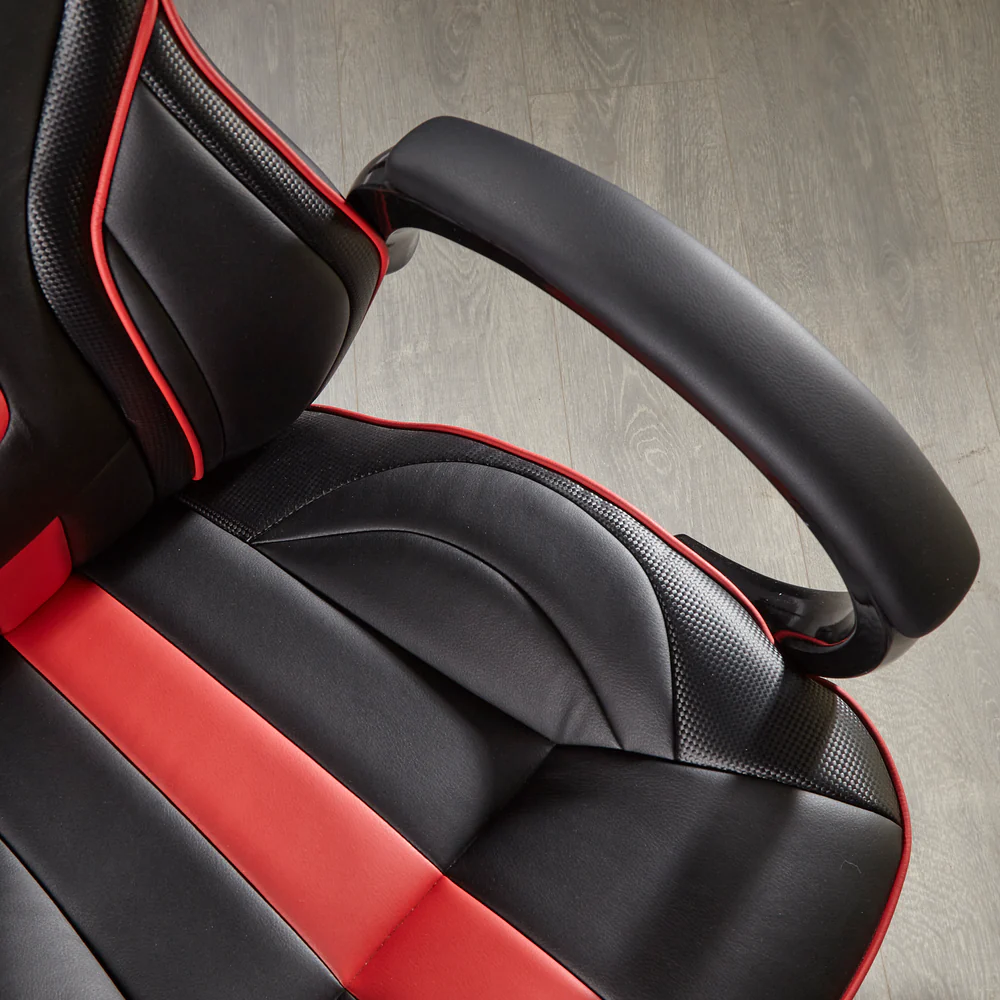X Rocker - Maverick Height Adjustable Black & Red Office Gaming Chair with Natural Lumbar support