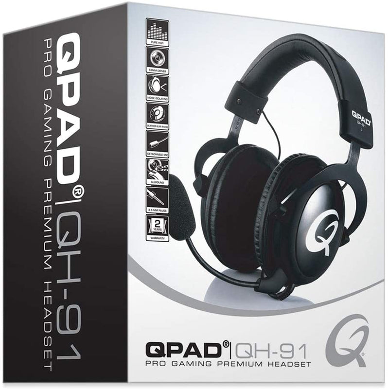 QPAD - QH-91 High End Stereo Gaming Headset, Closed Ear, Noise Cancelling detachable Microphone