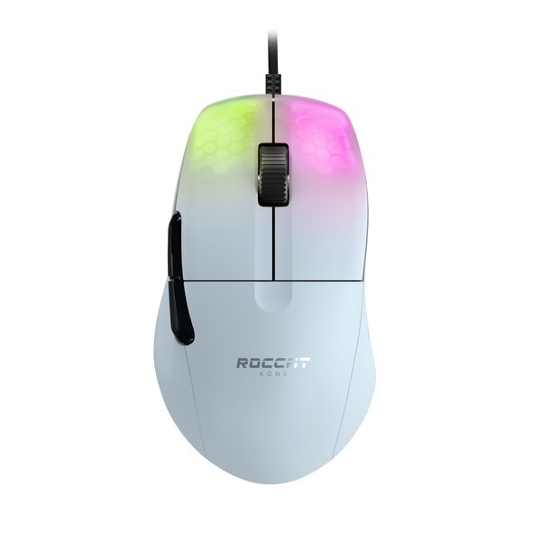 Roccat - Souris de jeu optique RGB hyperlégère, ergonomique et ultraperformante Kone Pro Blanche - flash vidéo