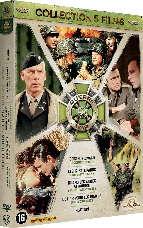 Collection 5 films Guerre : Docteur Jivago + Les 12 salopards + Quand les aigles attaquent + De l'or pour les braves + Platoon [DVD]