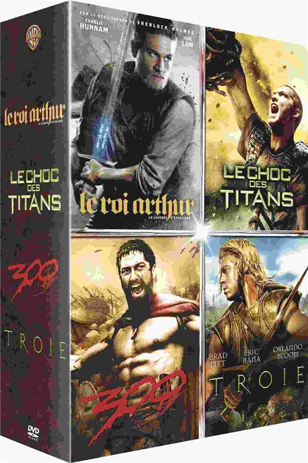 Coffret Guerriers de légende : Le Roi Arthur + Troie + 300 + Le Choc des Titans [DVD] - flash vidéo