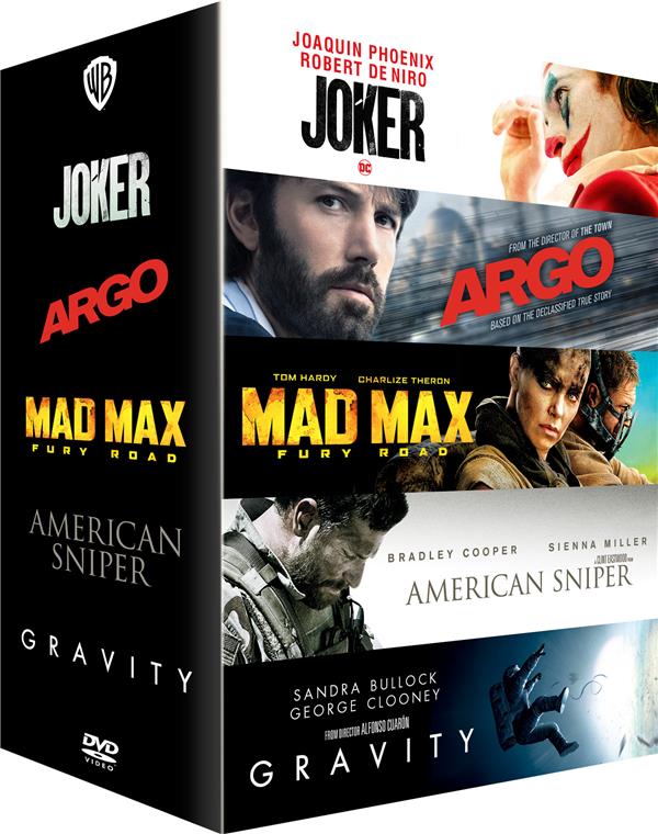 Coffret 5 films : Joker + Argo + Mad Max : Fury Road + American Sniper + Gravity [DVD] - flash vidéo