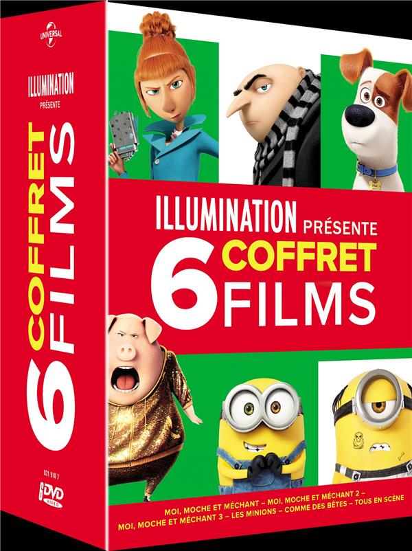 Illumination présente - Coffret 6 films : Moi Moche et Méchant 1 à 3 + Les Minions + Comme des bêtes + Tous en scène [DVD]