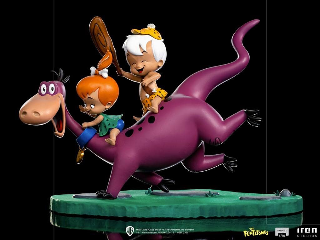 Iron Studios - Arts Scale 1/10 - The Flintstones - Dino, Pebbles and Bamm-Bamm Statue 13cm - flash vidéo
