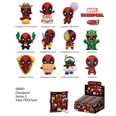 Marvel - Assortiment en blind box de figurines de sac de collection Deadpool en mousse (24 pcs)
