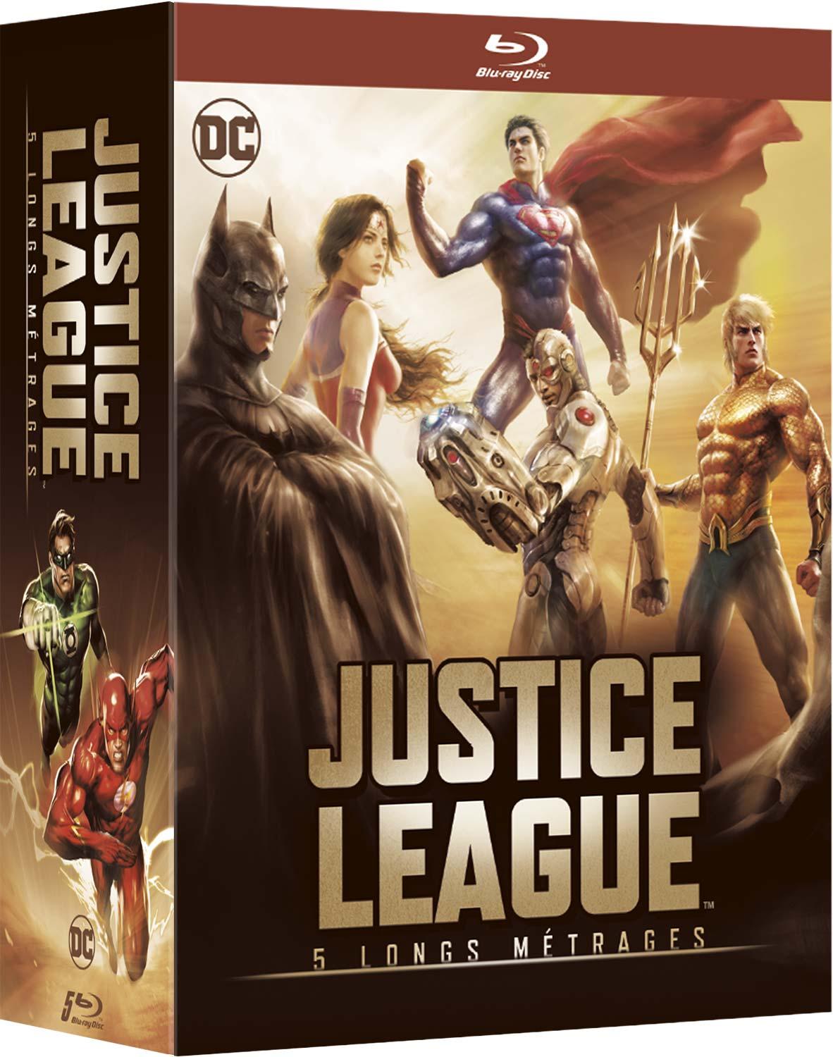 Justice League - 5 longs métrages : Le paradoxe Flashpoint + Guerre + Le Trône de l'Atlantide + Dieux et monstres + vs les Teen Titans [Blu-ray]