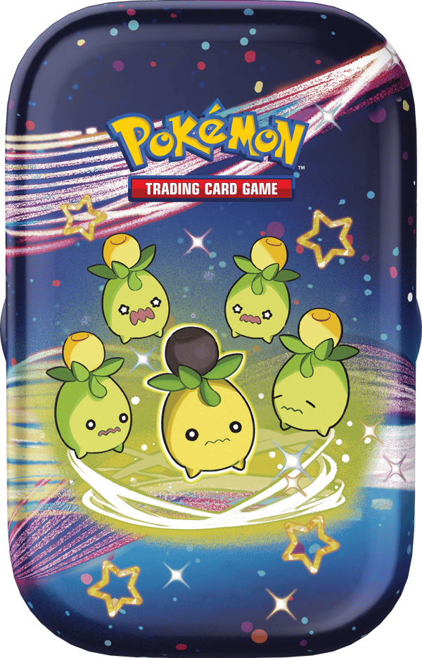 Pokémon TCG - Scarlet & Violet - Paldean Fates Mini Tin (Maushold / Smoliv / Tinkatink / Finizen / Flamigo - 1x random mini tin) - flash vidéo