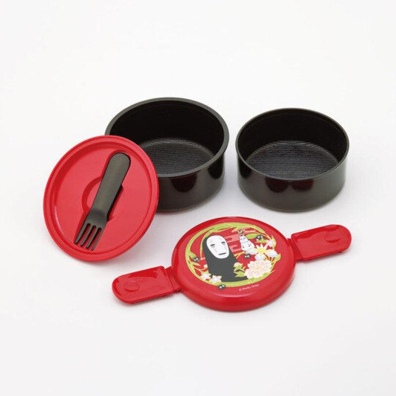 Ghibli - Le Voyage de Chihiro - Boîte à Bento ronde à deux étages Sans-Visage rouge foncé