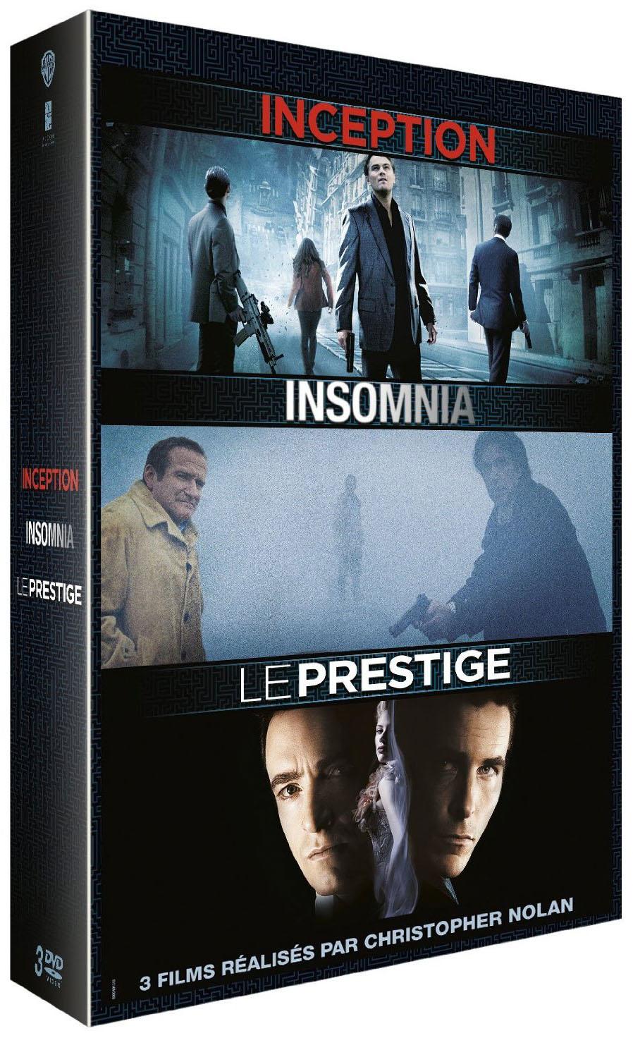 3 films réalisés par Christopher Nolan : Inception + Insomnia + Le Prestige [DVD]