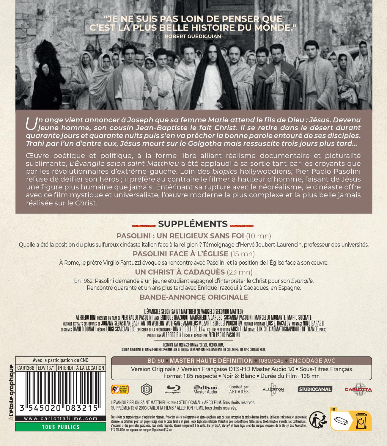 L'Evangile selon St Matthieu [Blu-ray]