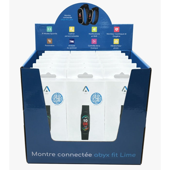 Abyx Fit - Lime - Montre connectée Noire Display (18 Unités) - flash vidéo
