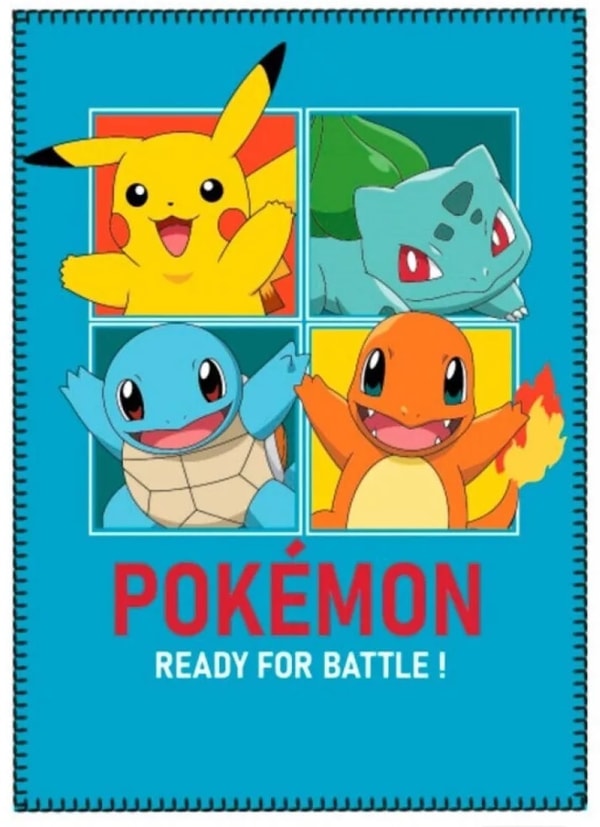 Pokémon - Couverture en polaire Prêts pour le combat ! (100x140cm) - flash vidéo