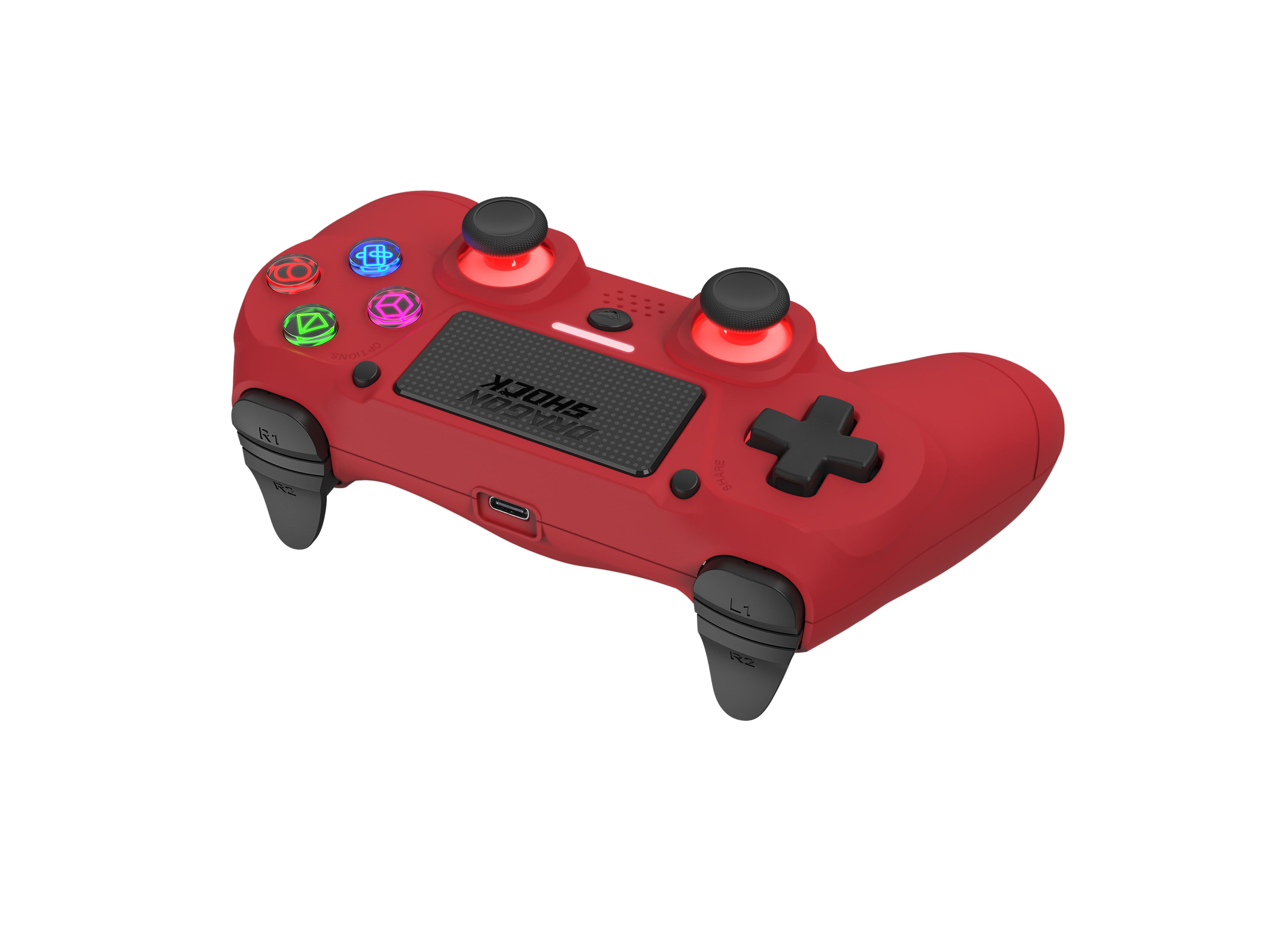 DragonShock - Bundle Manette sans fil Bluetooth MIZAR Rouge pour PS4, PC et Mobile + Tomb Raider Definitive Edition