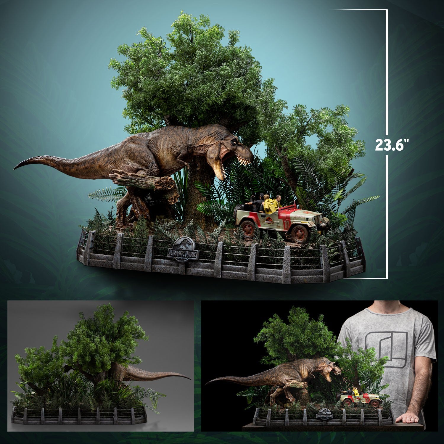 Iron Studios - Demi Art Scale 1/20 - Jurassic Park - T-Rex Chase Statue 60cm - flash vidéo