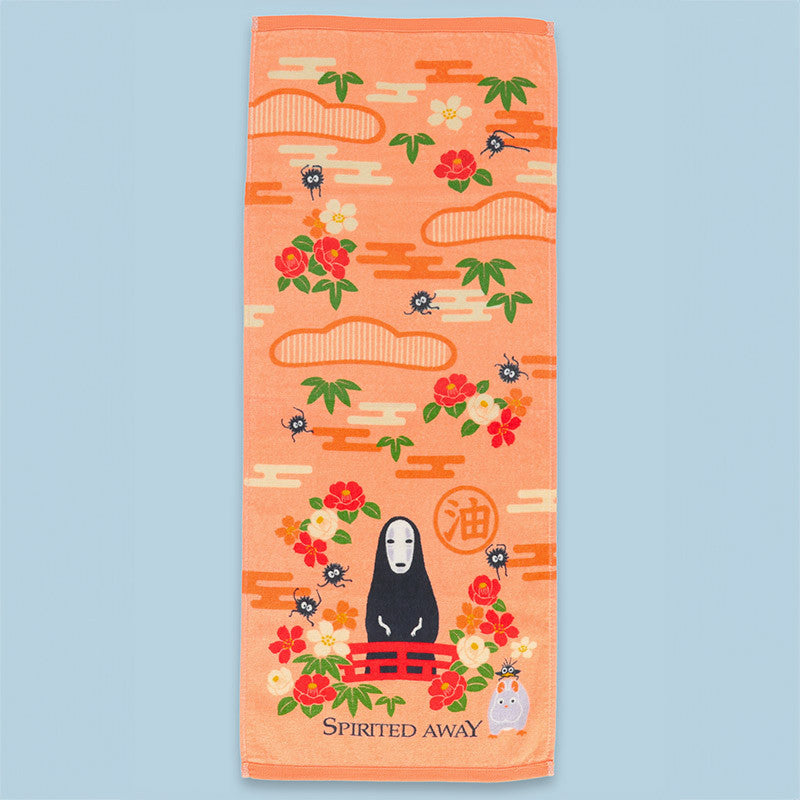 Ghibli - Le Voyage de Chihiro - Serviette Natsu No Face avec des fleurs 34x80cm