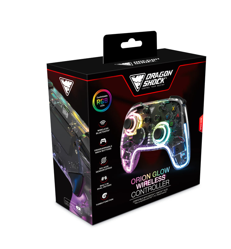 DragonShock - Manette sans fil RGB ORION GLOW pour Nintendo Switch et Switch OLED