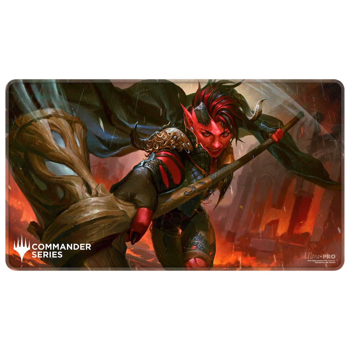 Ultra Pro - Magic: The Gathering - Commander Series - Fan Vote 2 - Tapis de jeu à bord cousu Karlach, Furie de l'Averne - flash vidéo