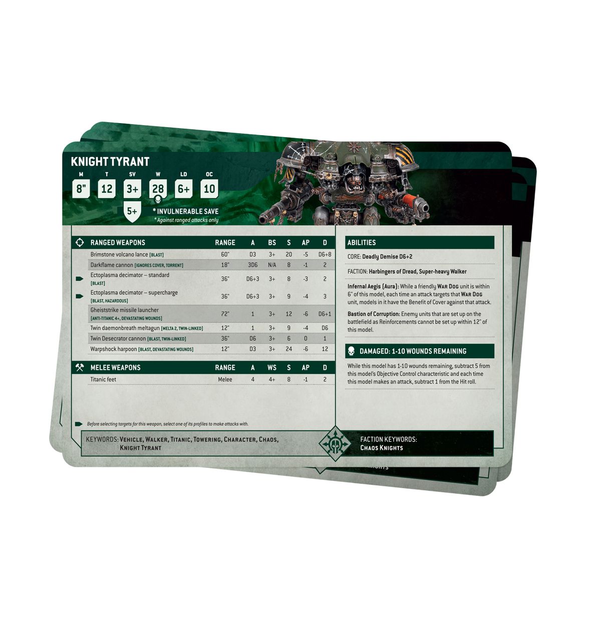 Datasheet Cards: Chaos Knights (Anglais)