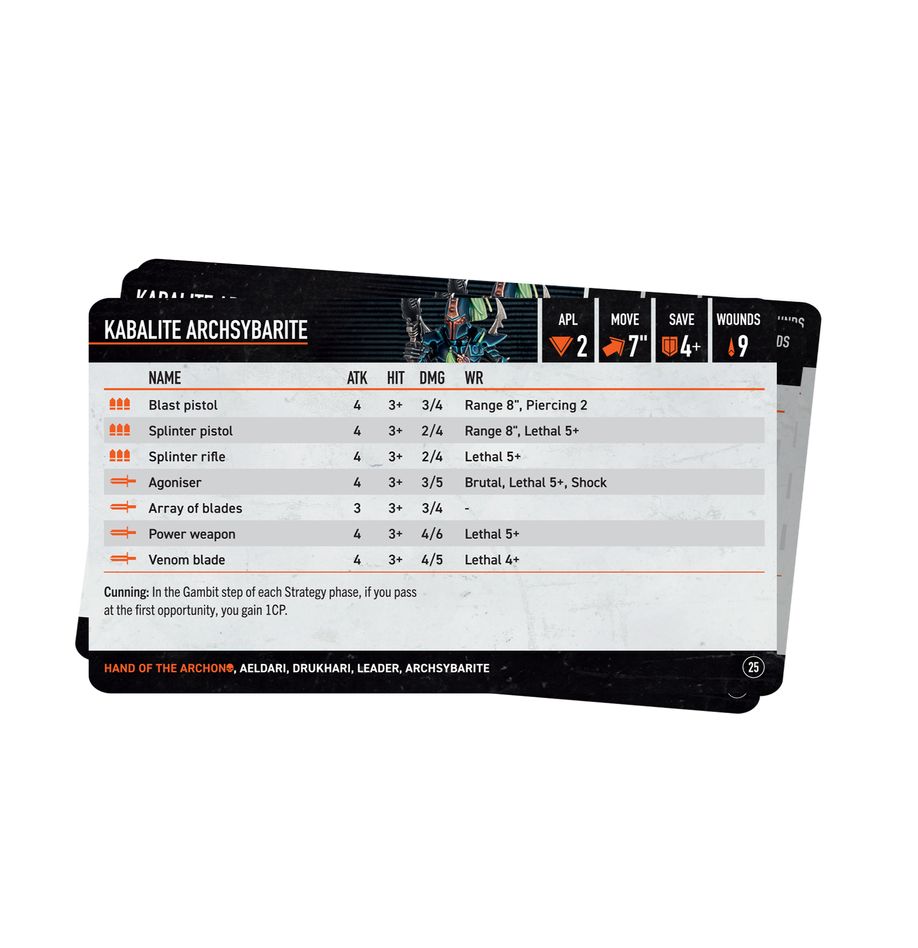 Kill Team: Hand of the Archon – Datacards (Anglais) - flash vidéo
