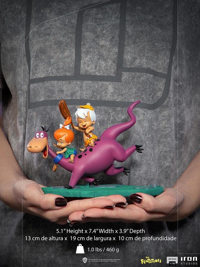Iron Studios - Arts Scale 1/10 - The Flintstones - Dino, Pebbles and Bamm-Bamm Statue 13cm - flash vidéo