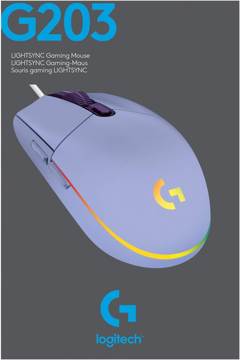 Logitech Souris de jeu sans fil G203 Lightsync Lilas - flash vidéo