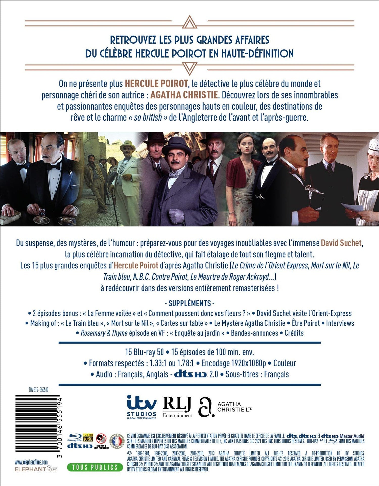 Agatha Christie : Les grandes affaires d'Hercule Poirot - 15 épisodes [Blu-ray]