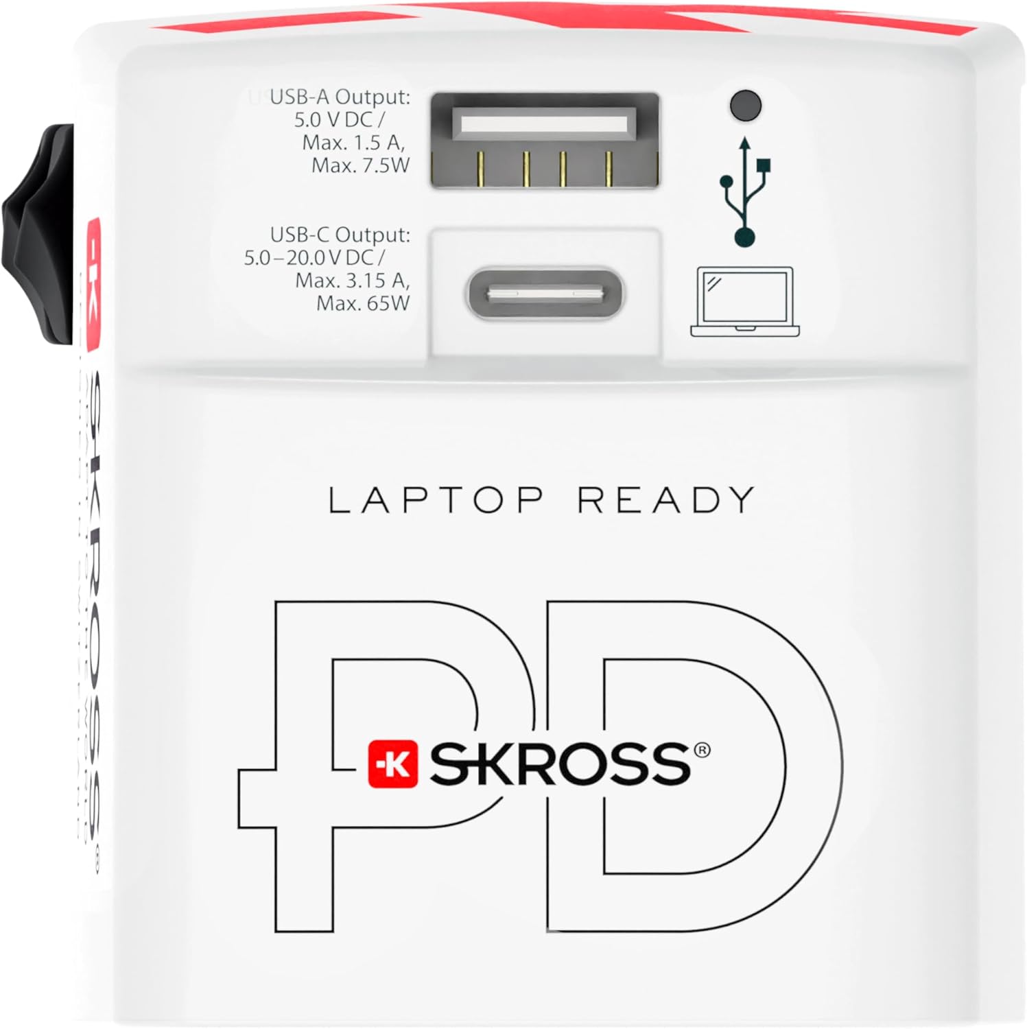 Skross - Adaptateur de voyage MUV PRO 3 pôles + 1 USB charge rapide + 1 Type C 3250 mA Blanc - flash vidéo