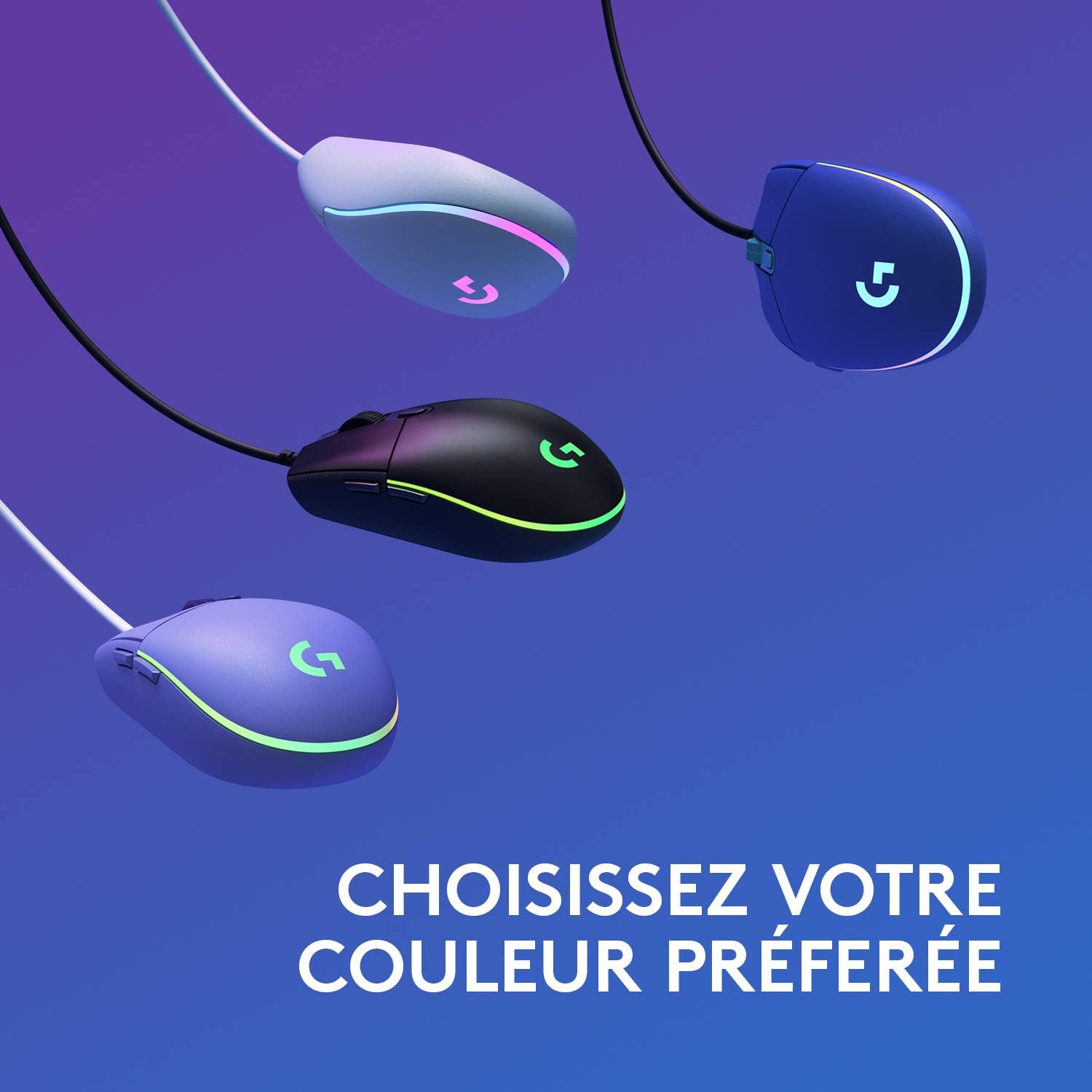 Logitech Souris de jeu sans fil G203 Lightsync Lilas - flash vidéo