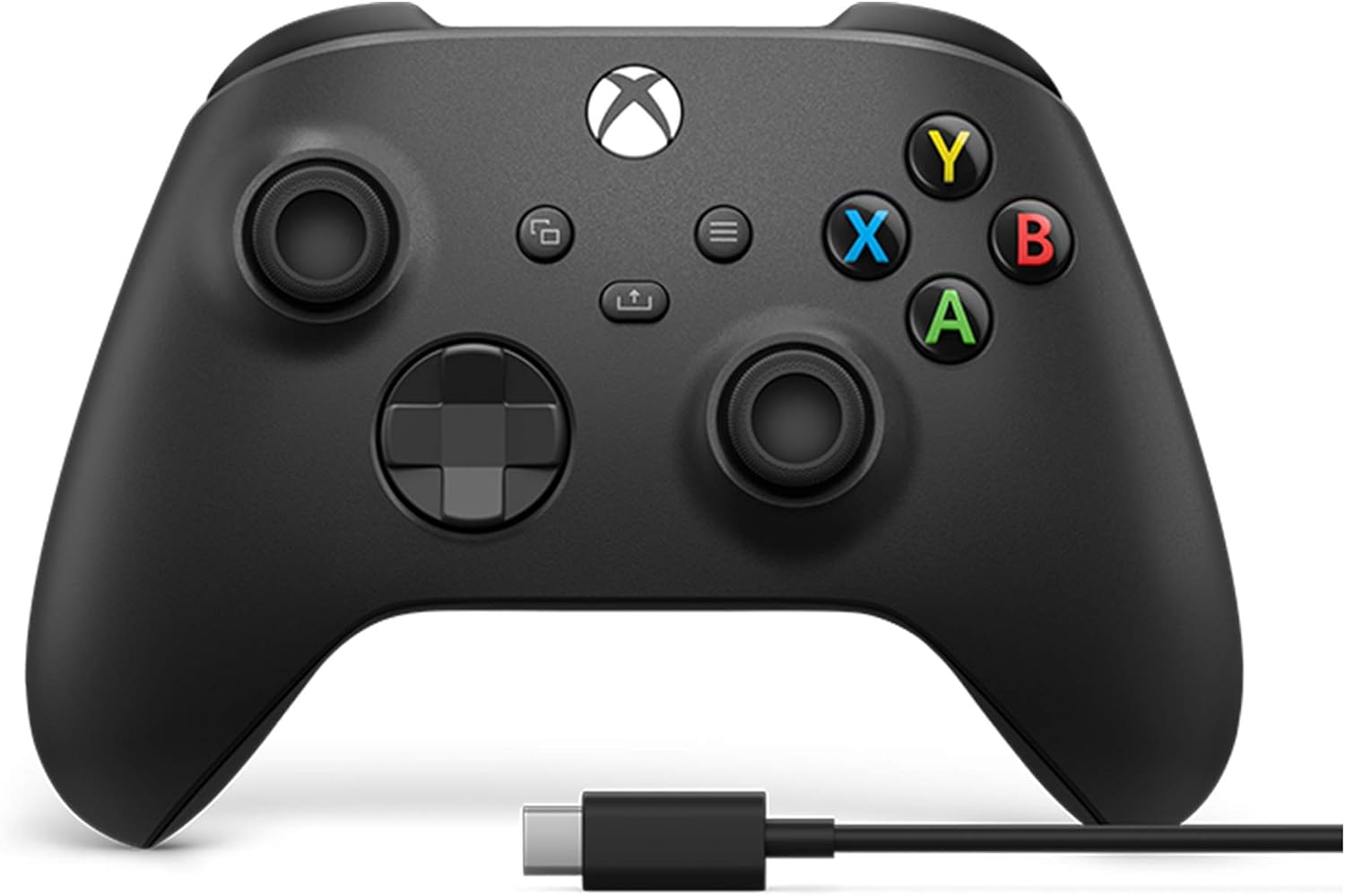 Manette sans fil Xbox Carbon Black + Cable USB-C pour Xbox Series X|S, Xbox One, Windows 10 et Mobile