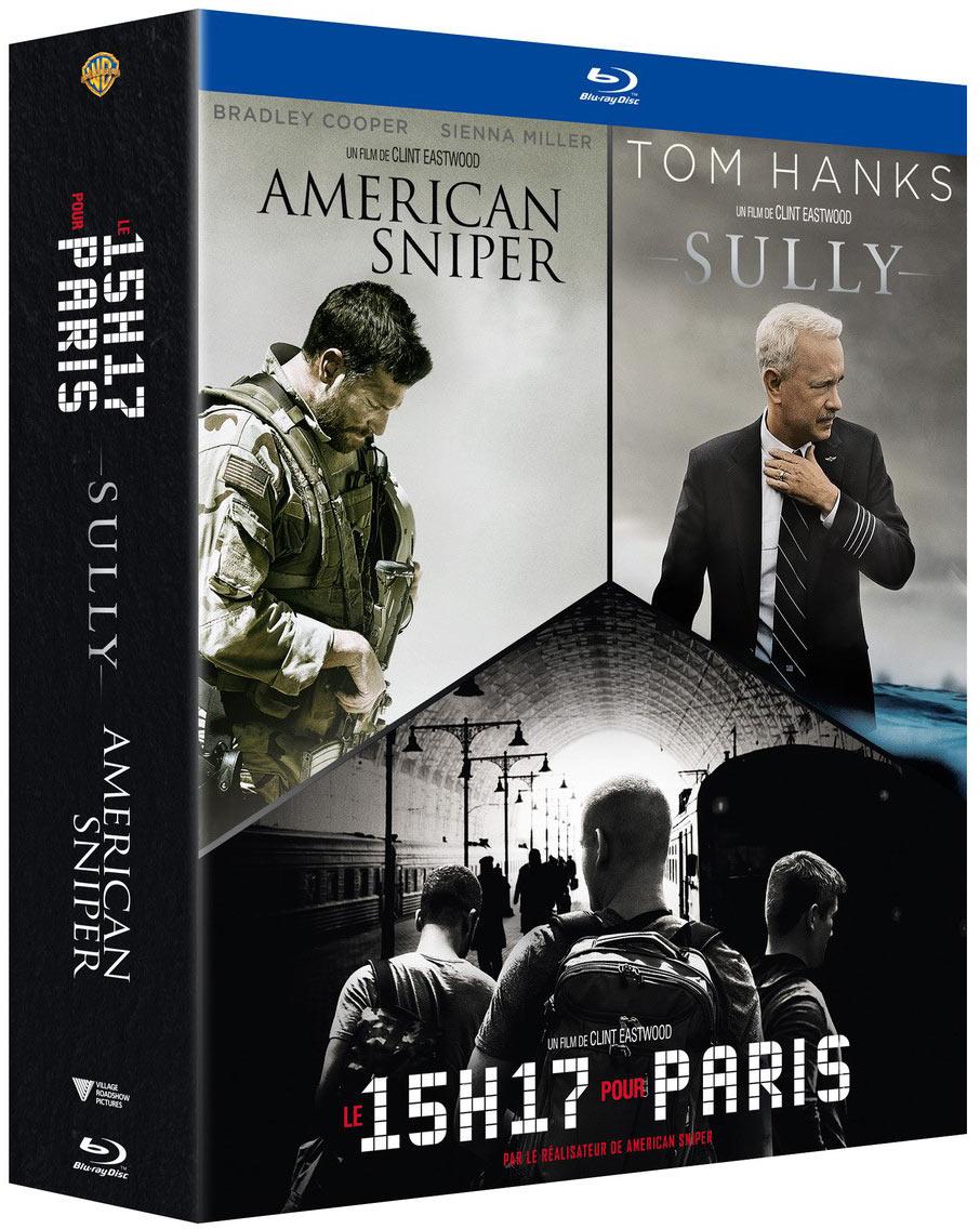 Clint Eastwood - Portraits de Héros - Le 15h17 pour Paris + Sully + American Sniper [Blu-ray]