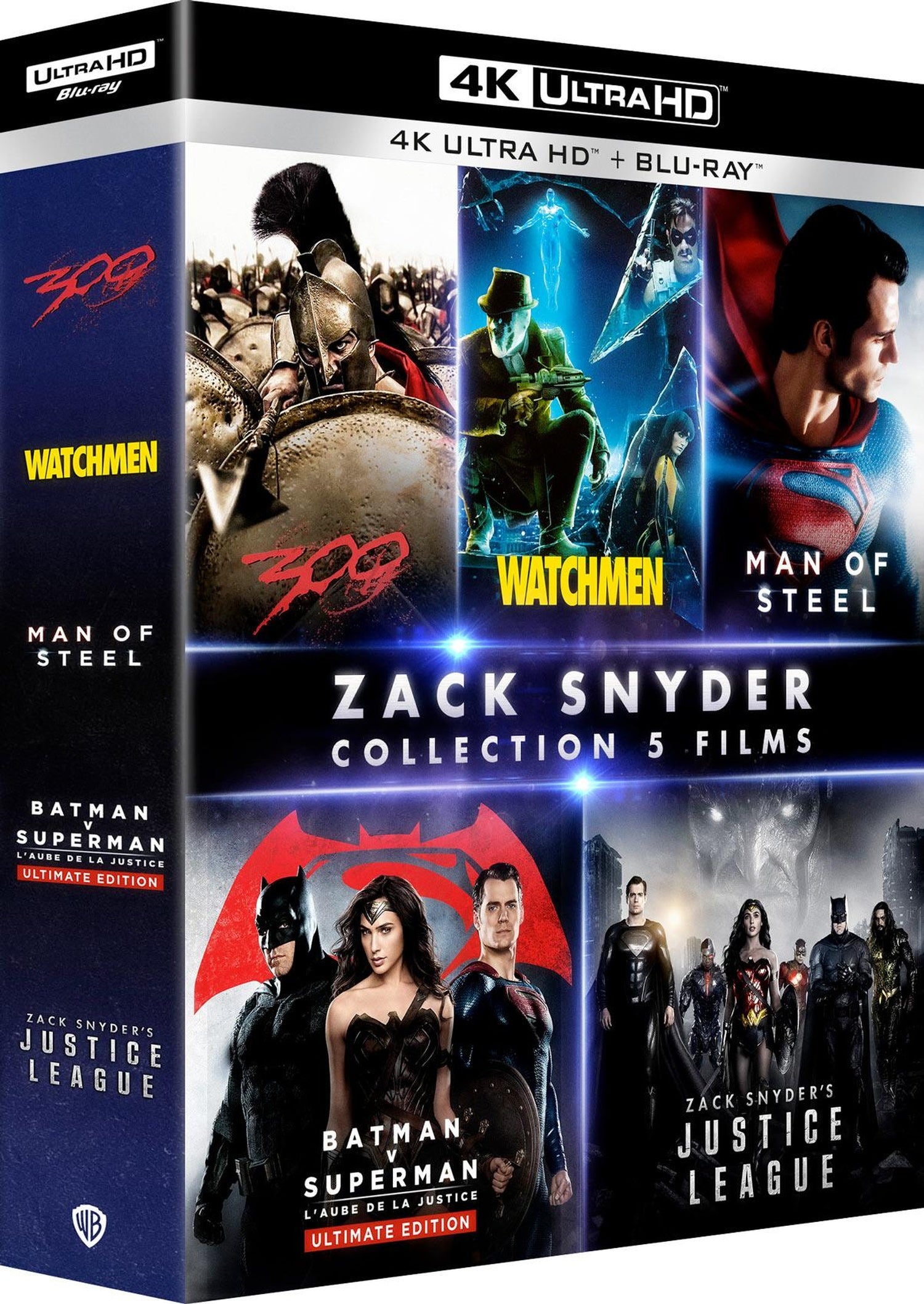 Coffret Zack Snyder : 300 + Watchmen + Man of Steel + Batman v Superman : L'aube de la justice + Zack Snyder's Justice League [4K Ultra HD]