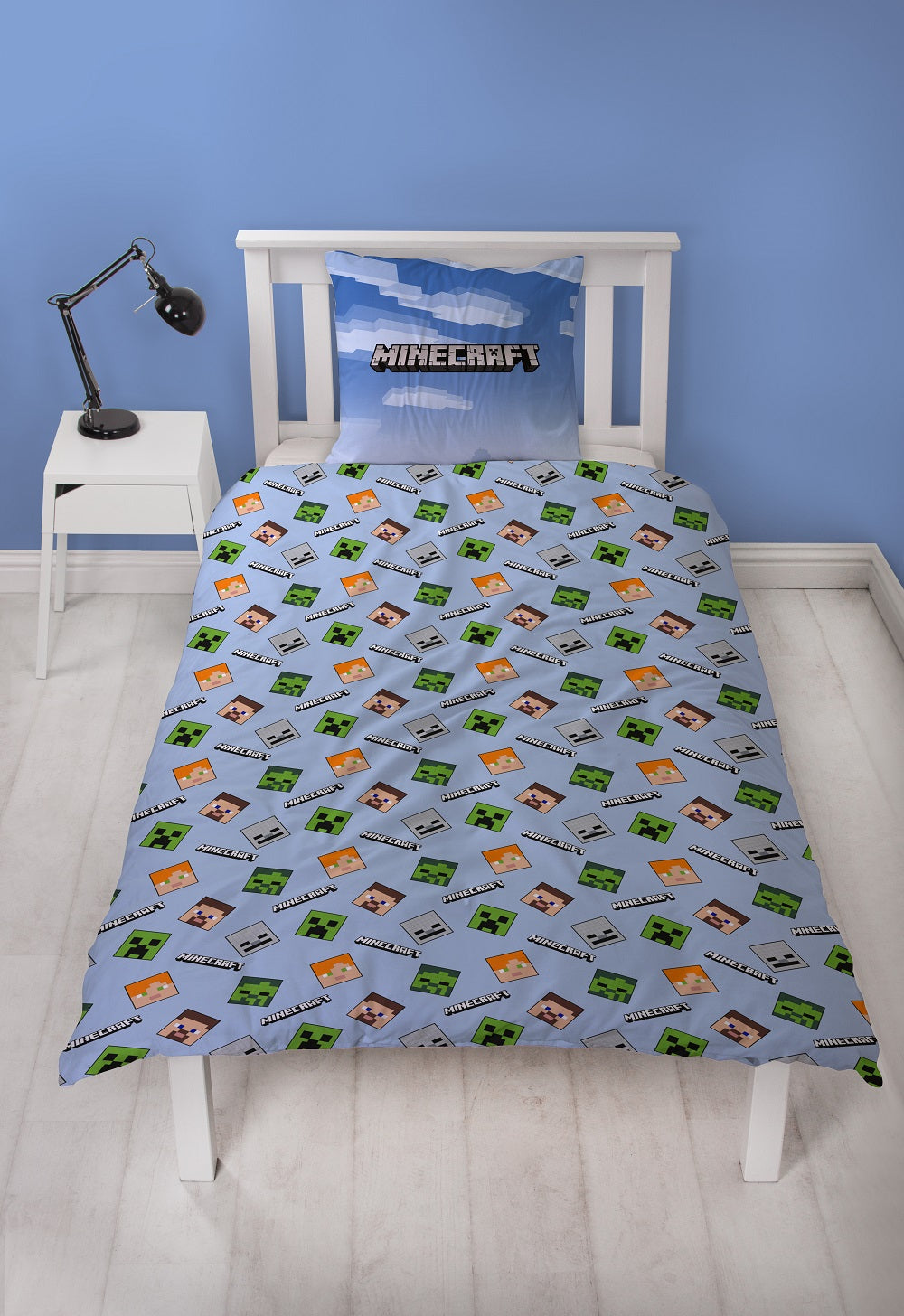 Minecraft - Parure de lit en microfibre (200x140cm + 63x63cm) - flash vidéo