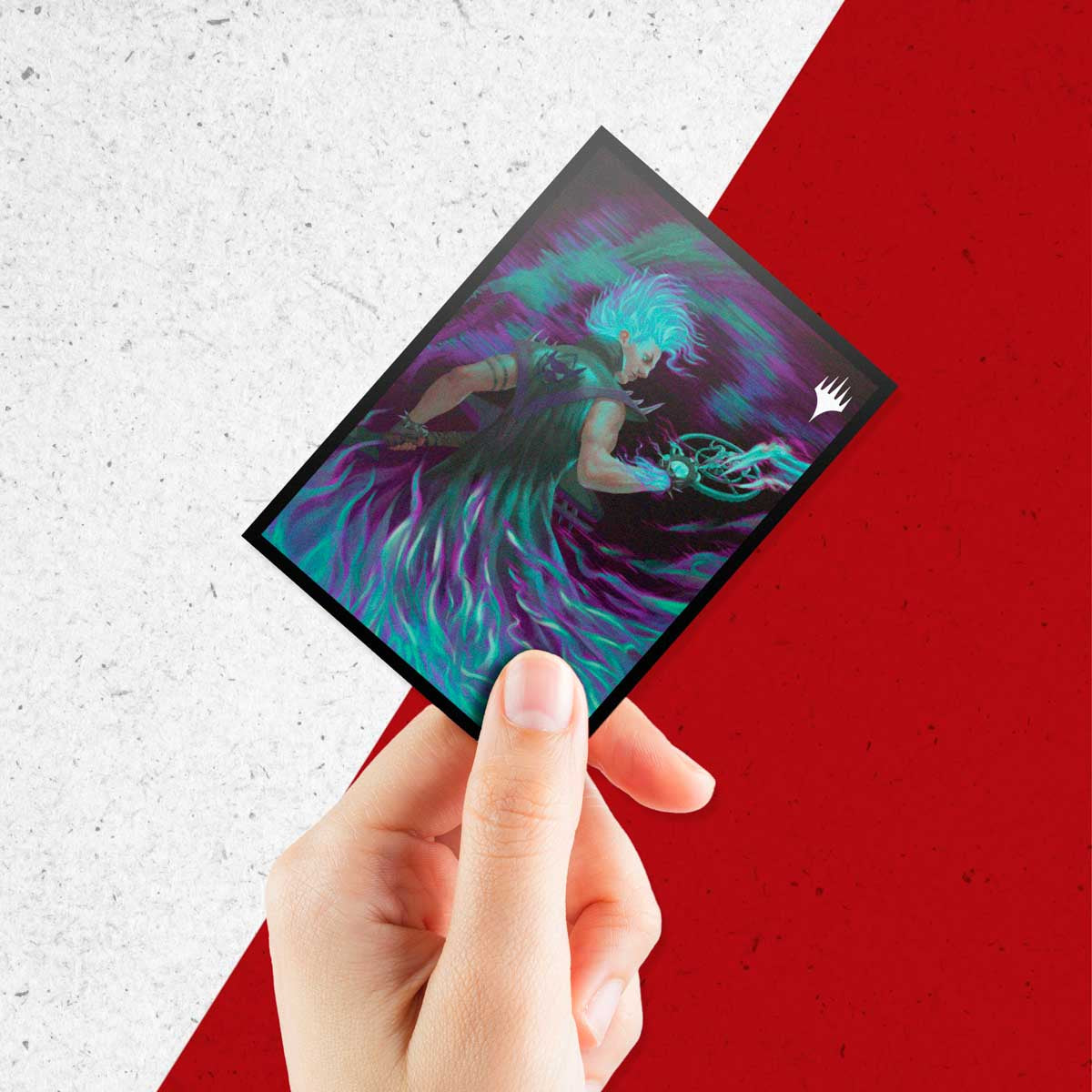 Ultra Pro - Magic: The Gathering - Aetherdrift - Sachet de 100 protèges cartes standard Winter, Cursed Rider (66 x 91 mm) - flash vidéo