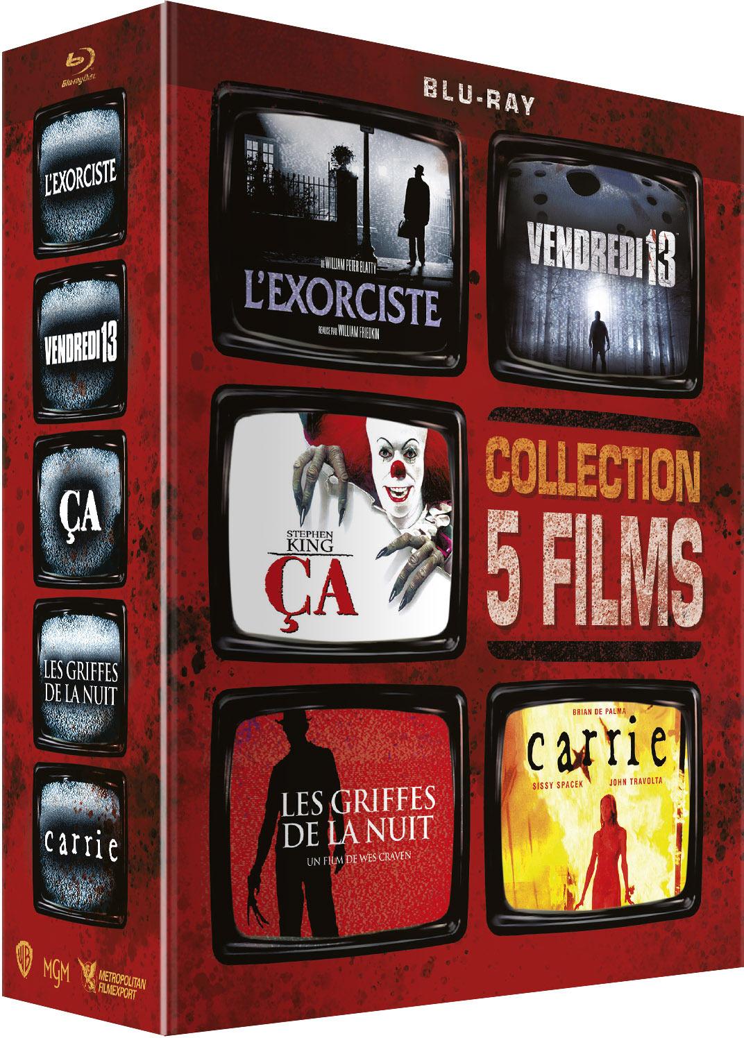 Collection 5 films : L'Exorciste + Vendredi 13 + Ça + Les Griffes de la nuit + Carrie [Blu-ray]