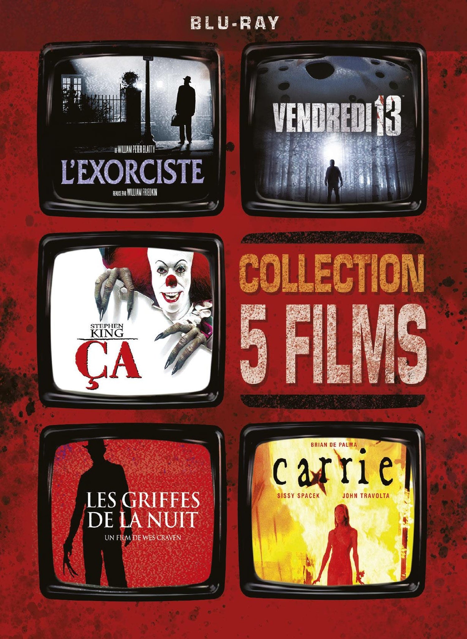 Collection 5 films : L'Exorciste + Vendredi 13 + Ça + Les Griffes de la nuit + Carrie [Blu-ray]