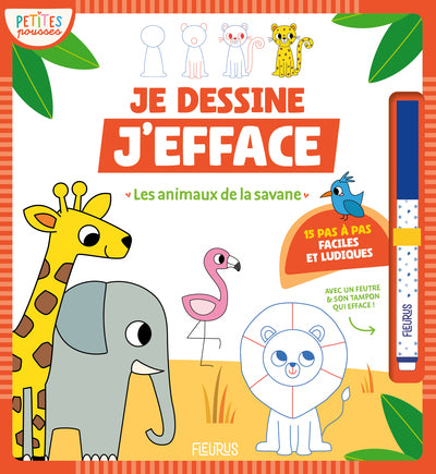 Je dessine j'efface - les animaux de la savane - nouvelle edition