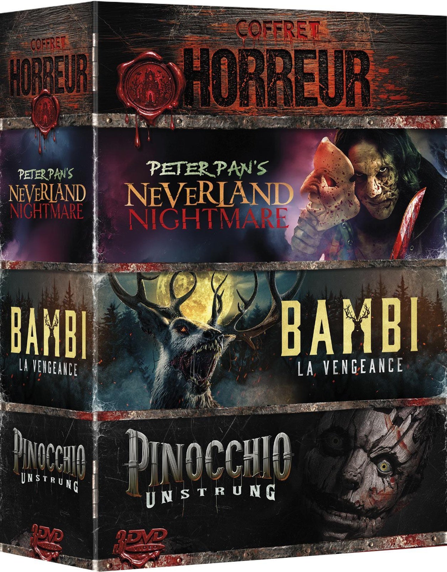 3 Films d'horreur : Peter Pan's Neverland Nightmare + Bambi - La Vengeance + Pinocchio : Déchaîné [DVD]