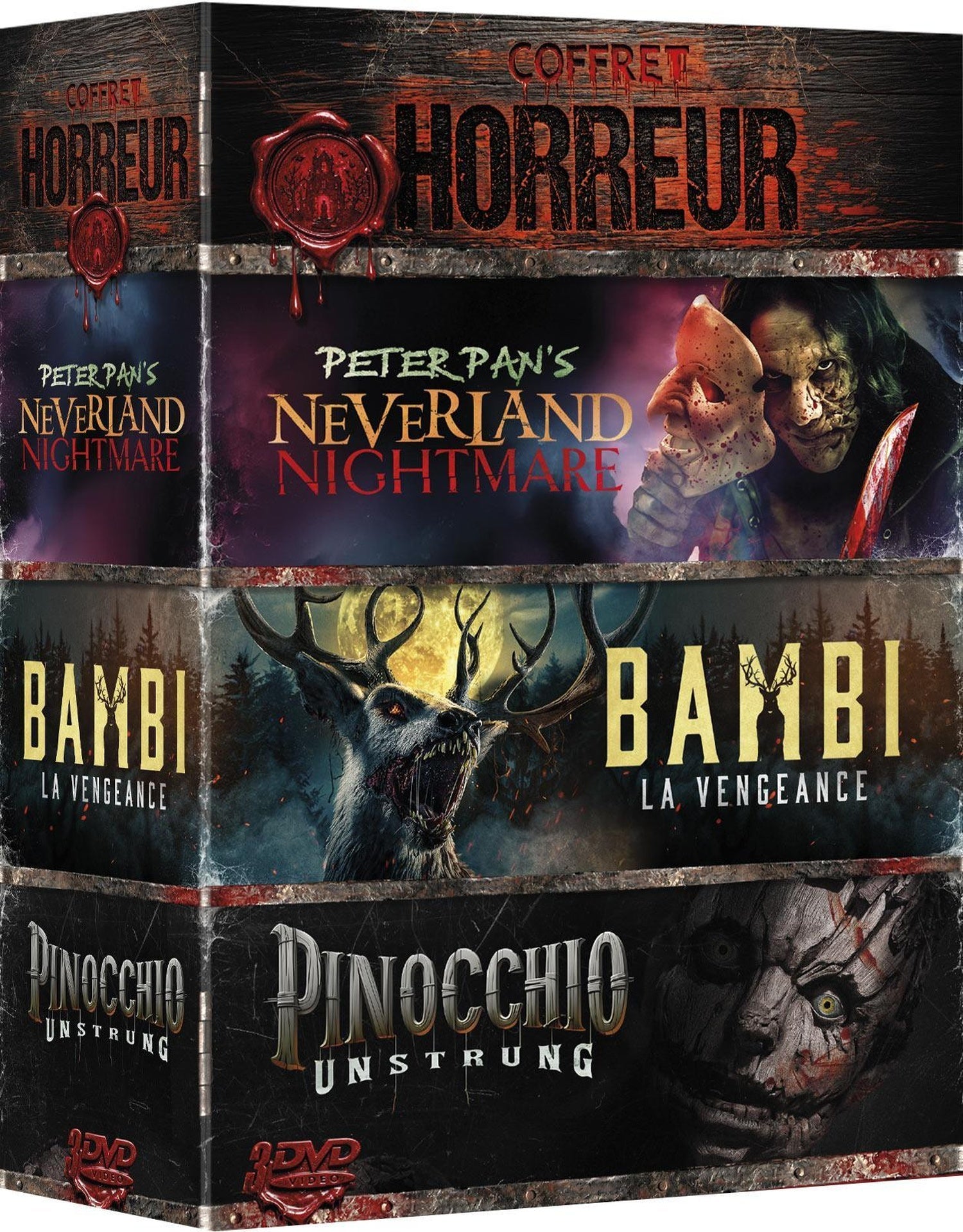 3 Films d'horreur : Peter Pan's Neverland Nightmare + Bambi - La Vengeance + Pinocchio : Déchaîné [DVD]