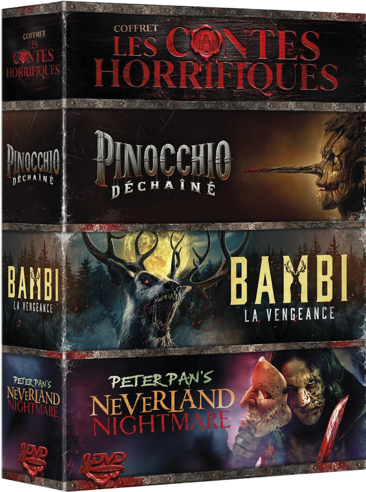 3 Films d'horreur : Peter Pan's Neverland Nightmare + Bambi - La Vengeance + Pinocchio : Déchaîné [DVD]